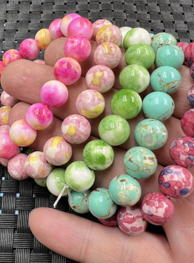 雨彩石圆珠手链玉手串手饰