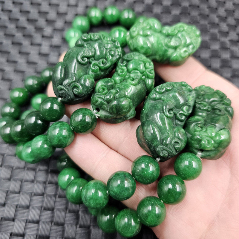 翡翠玉干青貔貅玉石手链