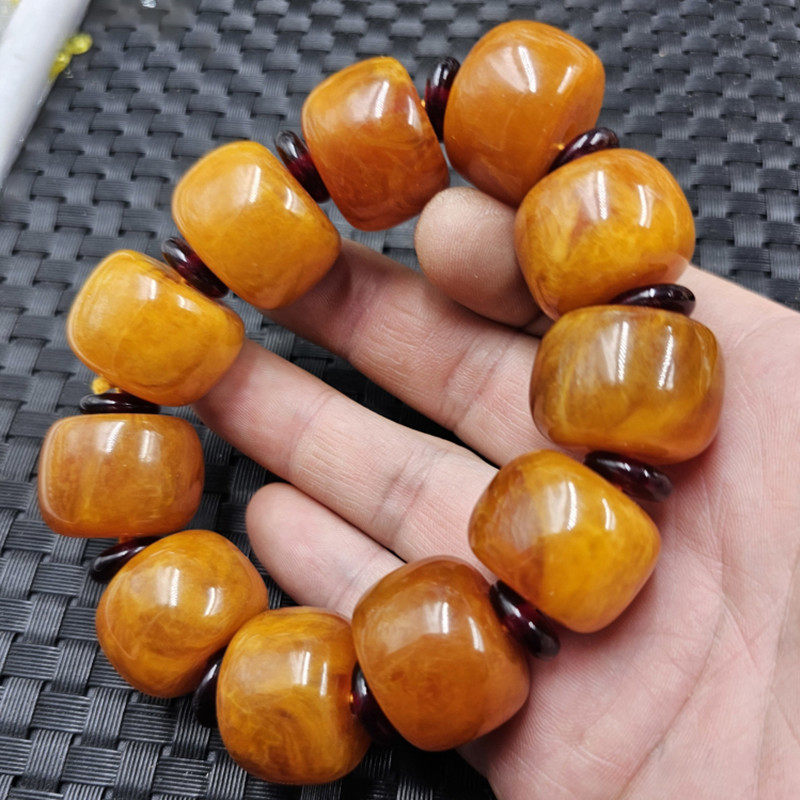 老蜜蜡轮胎珠手链人造老蜜蜡路路通手链男女同款手链饰品手串手饰
