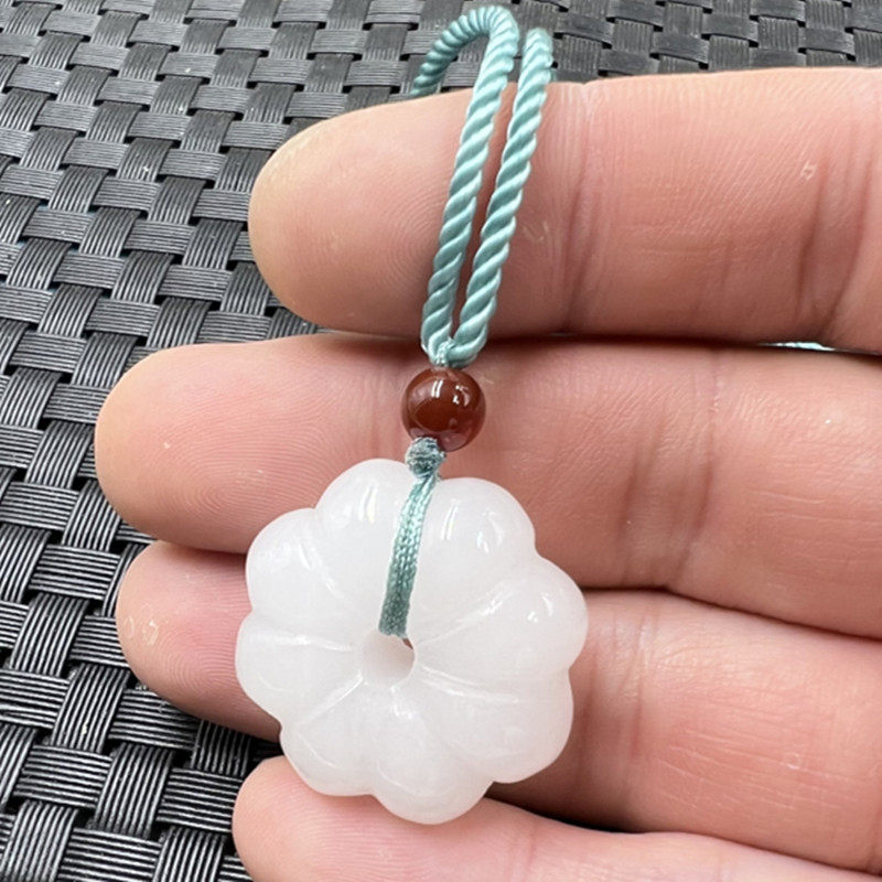 玉石挂件新疆和田白玉南瓜挂件金丝玉南瓜项链坠石英岩玉玉坠
