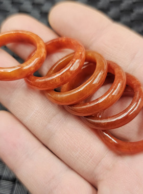 翡翠玉红翡玉石戒指红干青