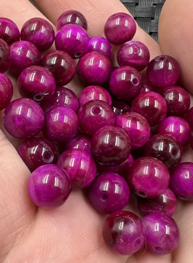 玉石散珠粉紫色虎睛石散珠8毫米虎眼石散珠diy手链项链配件散珠子
