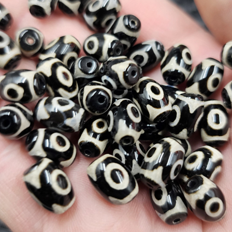 黑白三眼天珠米珠玉石散珠