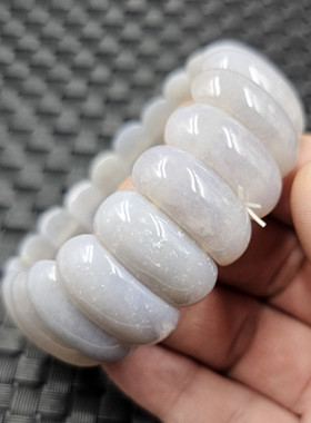 淡紫色玛瑙平安牌玉石手链