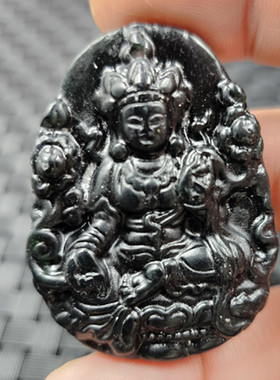 新疆和田墨玉观音玉石挂件
