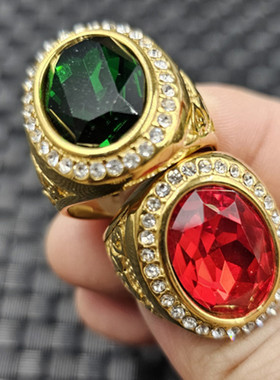 冰种红锆石蛋面戒指墨绿锆石切面