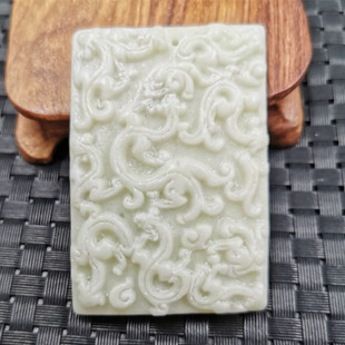 新款精美天然玉石a货蓝田玉九龙壁挂件仿古玉器生肖龙吊坠玉牌子