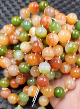 盐源玛瑙圆珠玉石手链12毫米