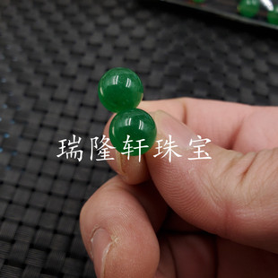 玉石耳钉碧绿色圆珠耳钉石英岩玉圆珠耳钉玉耳钉玉耳坠