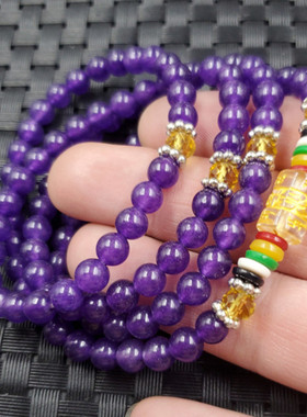 紫色毫米手串石英岩玉