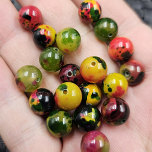 红绿宝玛瑙圆珠玉石散珠鸡血红橄榄玛瑙手链项链饰品配件手工珠子