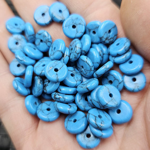 仿蓝松石玉扣隔片算盘珠仿玉石散珠diy手链项链饰品配件手工珠子