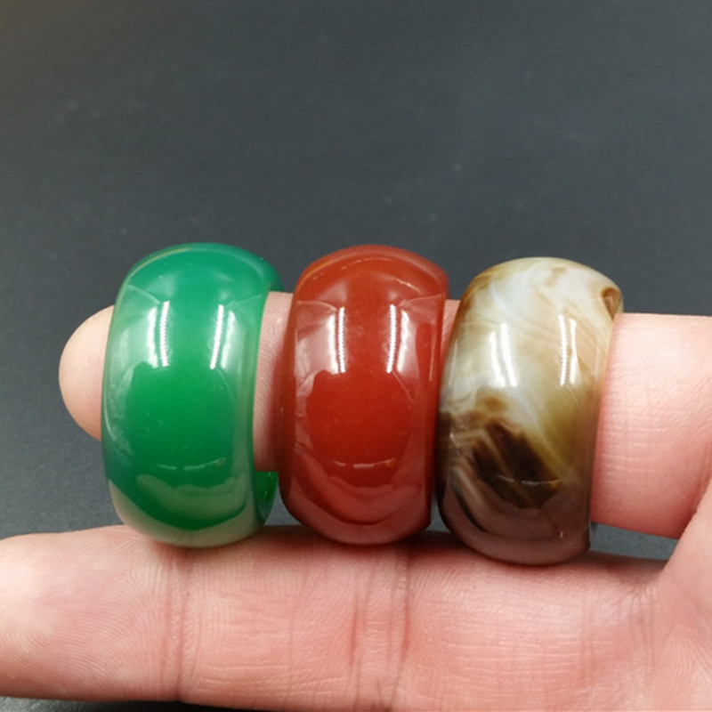 天然玉石a货冰种红玛瑙戒指缠丝玛瑙大号戒指绿玉髓指环