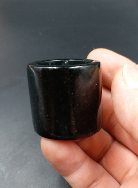 高档精美 天然玉玉石a货砭石戒指 黑色玉石戒指扳指厂家直销