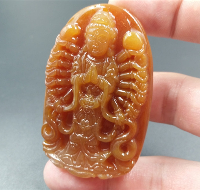 天然玉石a货黄龙玉观音玉挂件千手观音玉吊坠玉牌子厂家直销