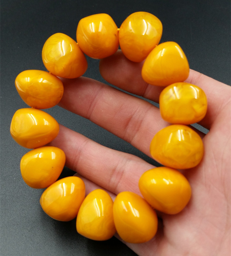 新品促销仿蜜蜡随型珠手链鸡油黄蜜蜡手链饰品配件