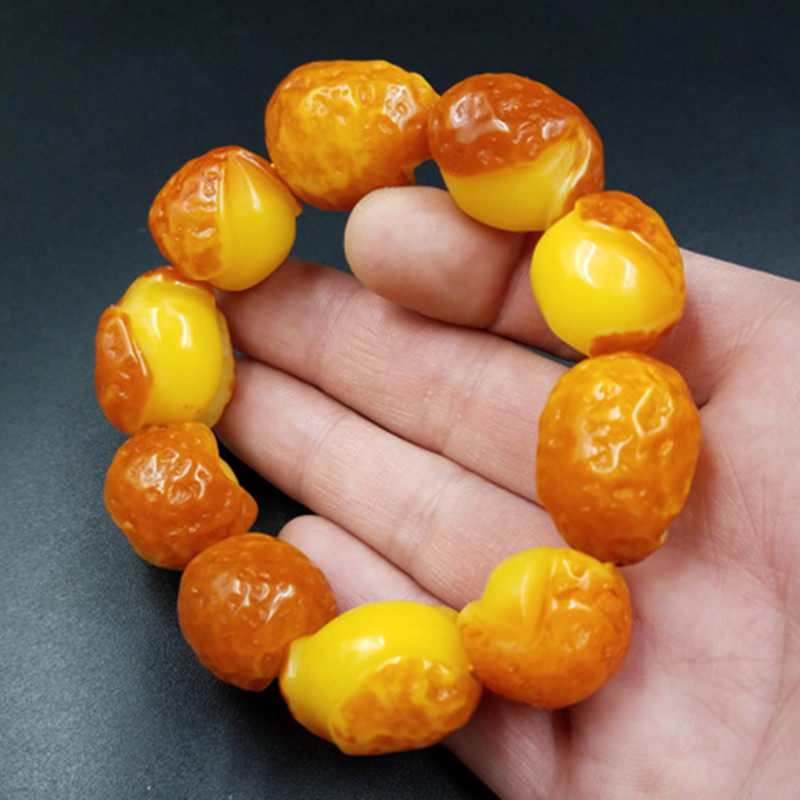 高档精美 新款鸡油黄蜜蜡手链 老蜜蜡随型手链 蜜蜡手串厂家直销