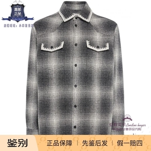 英国代购 男士新款 Golden Goose 格纹羊毛混纺衬衫 正品直邮