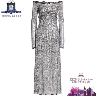 女士新款 正品 Rabanne 连衣裙 直邮 弹力蕾丝圆领长款 英国代购