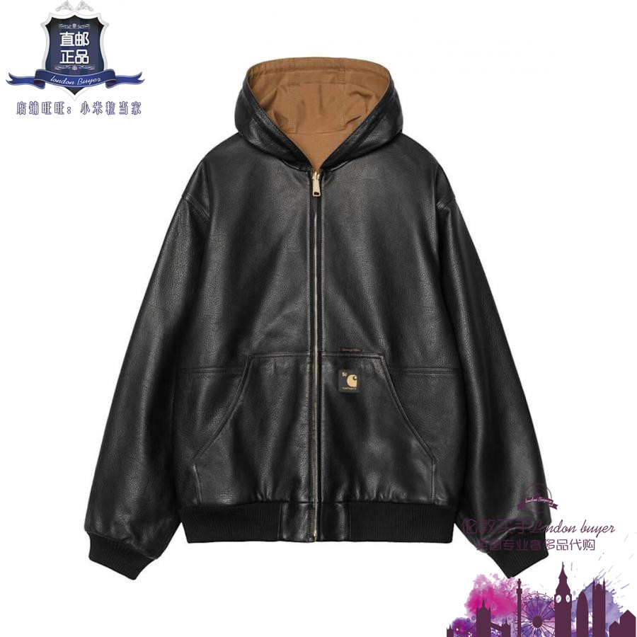 英国代购 男士新款 Carhartt WIP 拉链皮革休闲夹克 正品直邮