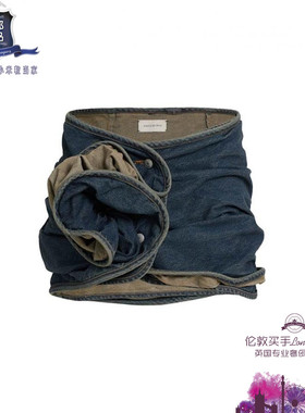 英国代购 女士新款 Magda Butrym 纽扣棉牛仔迷你半身裙 正品直邮