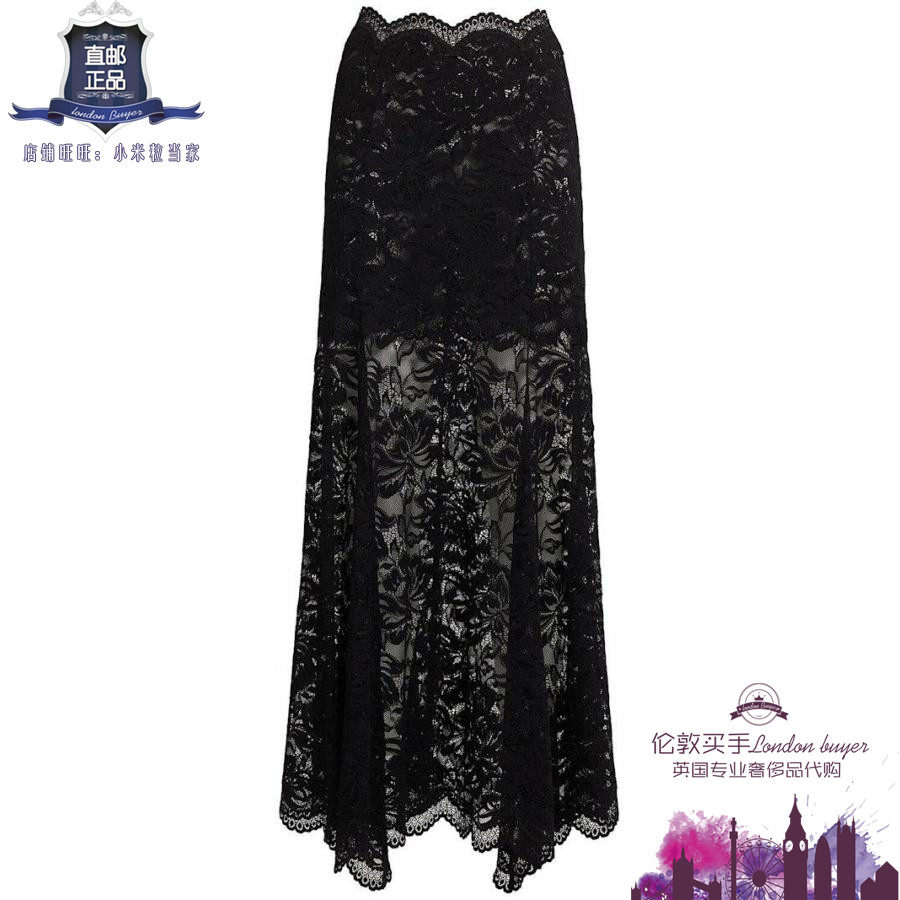 英国代购 女士新款 Rabanne 弹力蕾丝长款半身裙 正品直邮