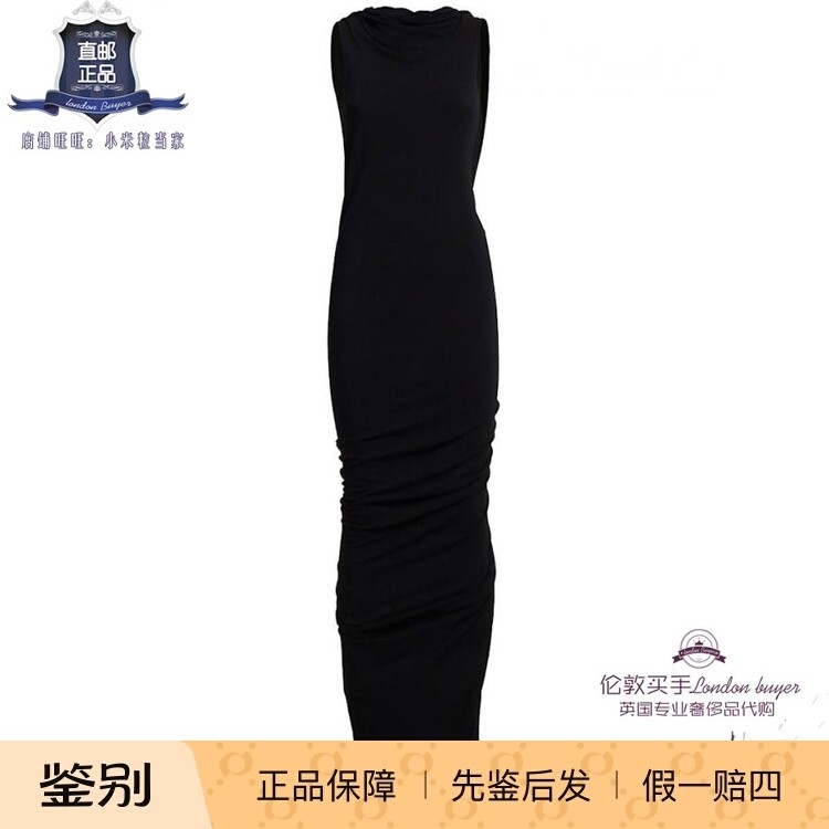 英国代购 女士新款 Rick Owens 垂褶长款连衣裙 正品直邮