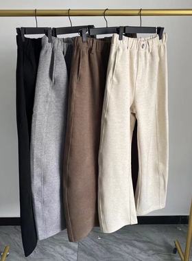 现货 版型超棒 加厚820g cay元面料垂感斜纹加厚羊毛弯刀阔腿裤p3