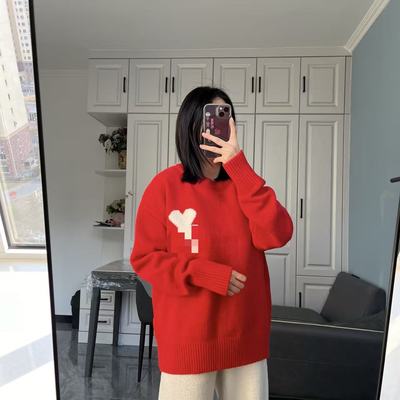 渠道好货 纯正少量！随时下架 重工款~红色爱心毛衣
