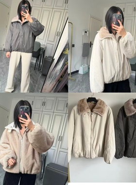 少量现货 时髦气质 ed~双面两穿 复古慵懒风松弛宽松翻领夹克外套