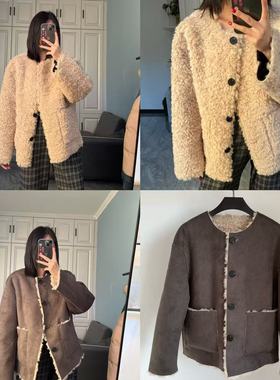 抢现货！时髦洋气 设计师款eth~麂皮羊羔毛皮毛一体双面穿外套