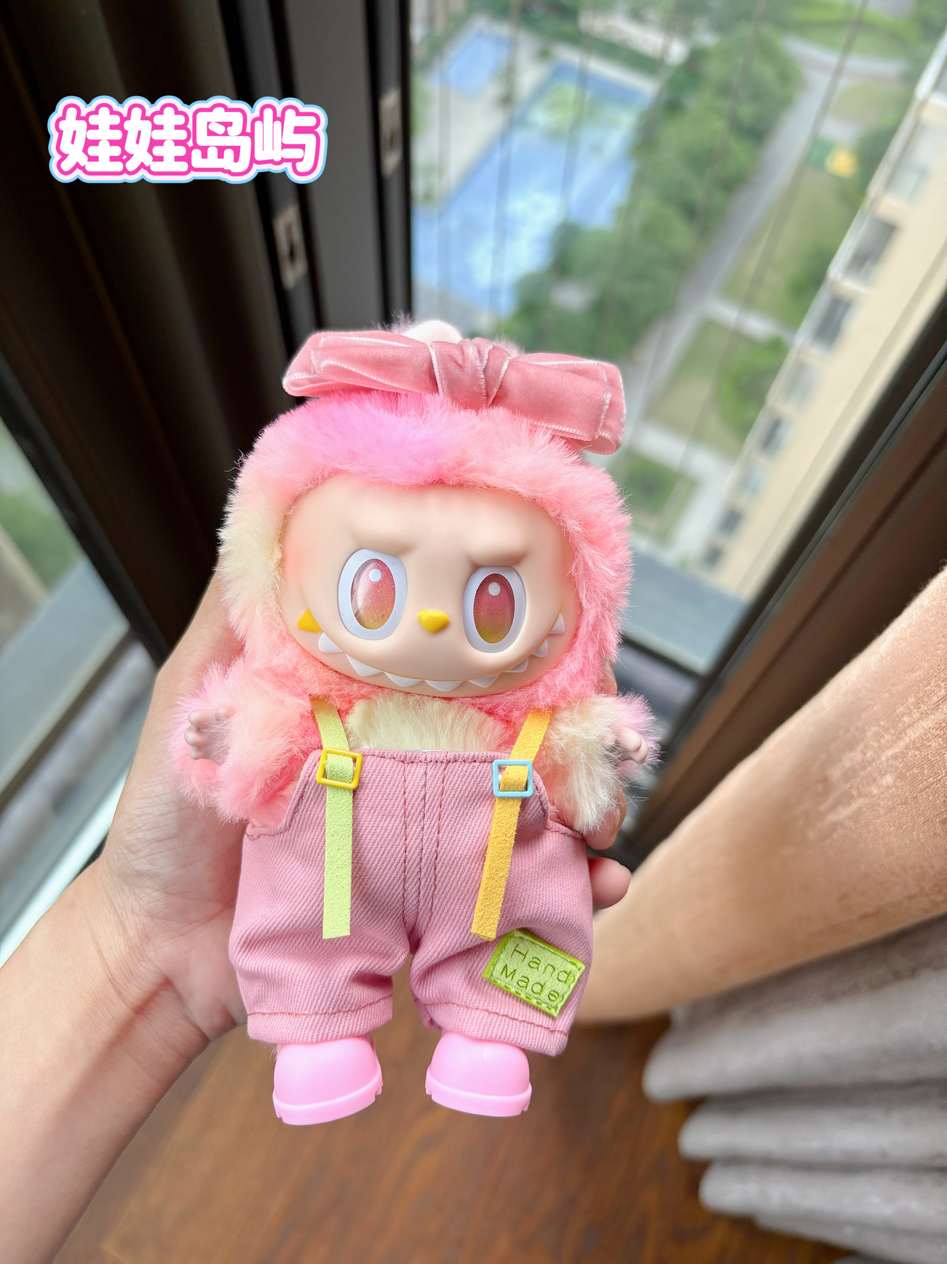 一二三代拉布布娃娃衣服着替Labubu背带裤换装裤子忠诚希望爱欢乐