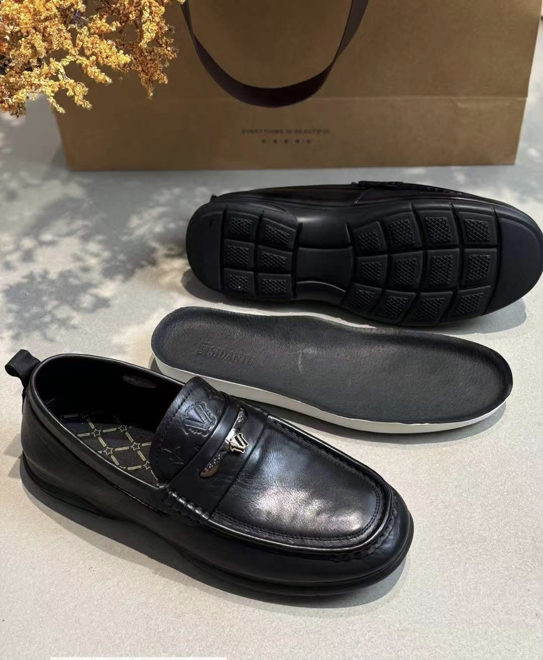 2025春季新男鞋厚底真皮商务休闲皮鞋男士大头鞋软底软面防滑气垫