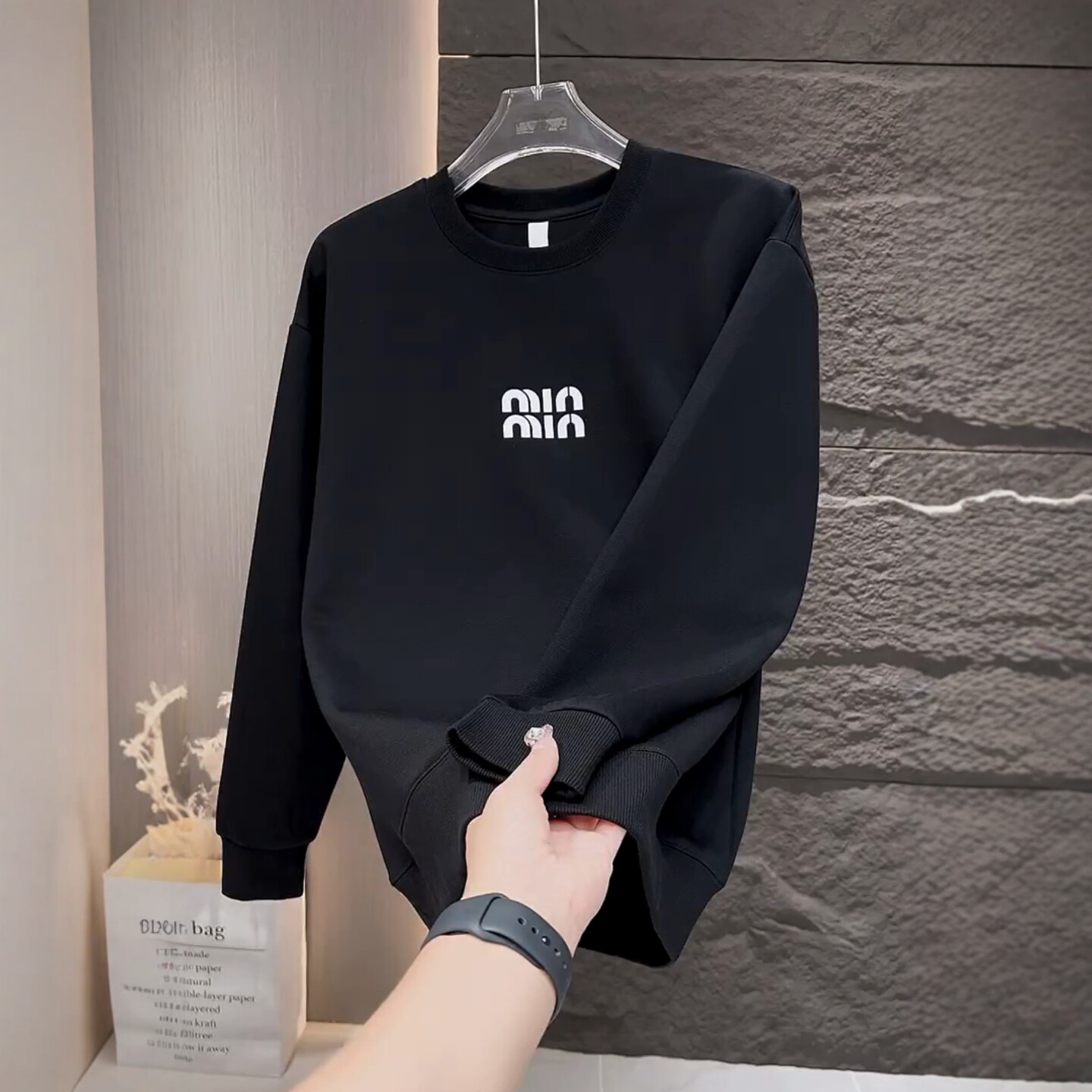 简约字母印花卫衣男款秋冬季休闲运动长袖韩版修身圆领加绒T恤衫