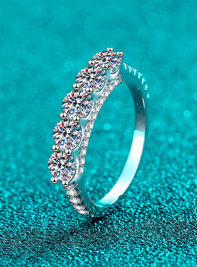 D色1.5克拉莫桑石戒指S925纯银