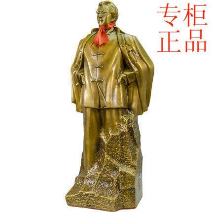 ㊣毛主席铜像青年山峰站山毛泽东雕塑纯手工黄铜像家居装饰礼物