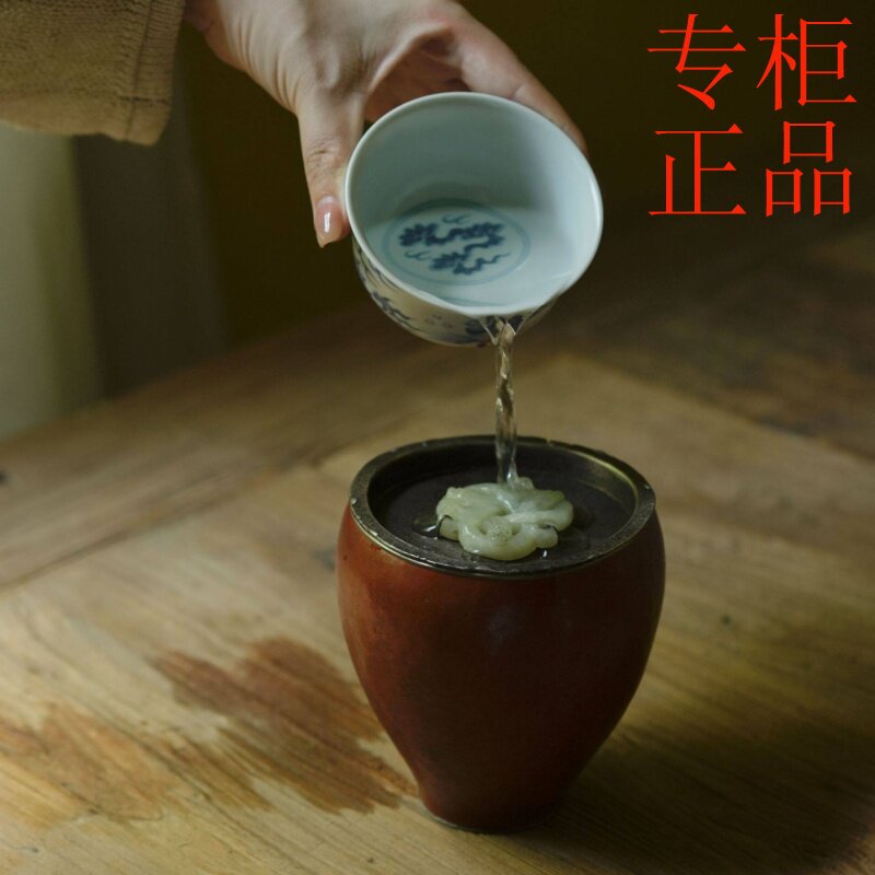 ㊣老葫芦纯锡建水 茶洗 茶水碗 水盂 茶道零配用具 复古文玩