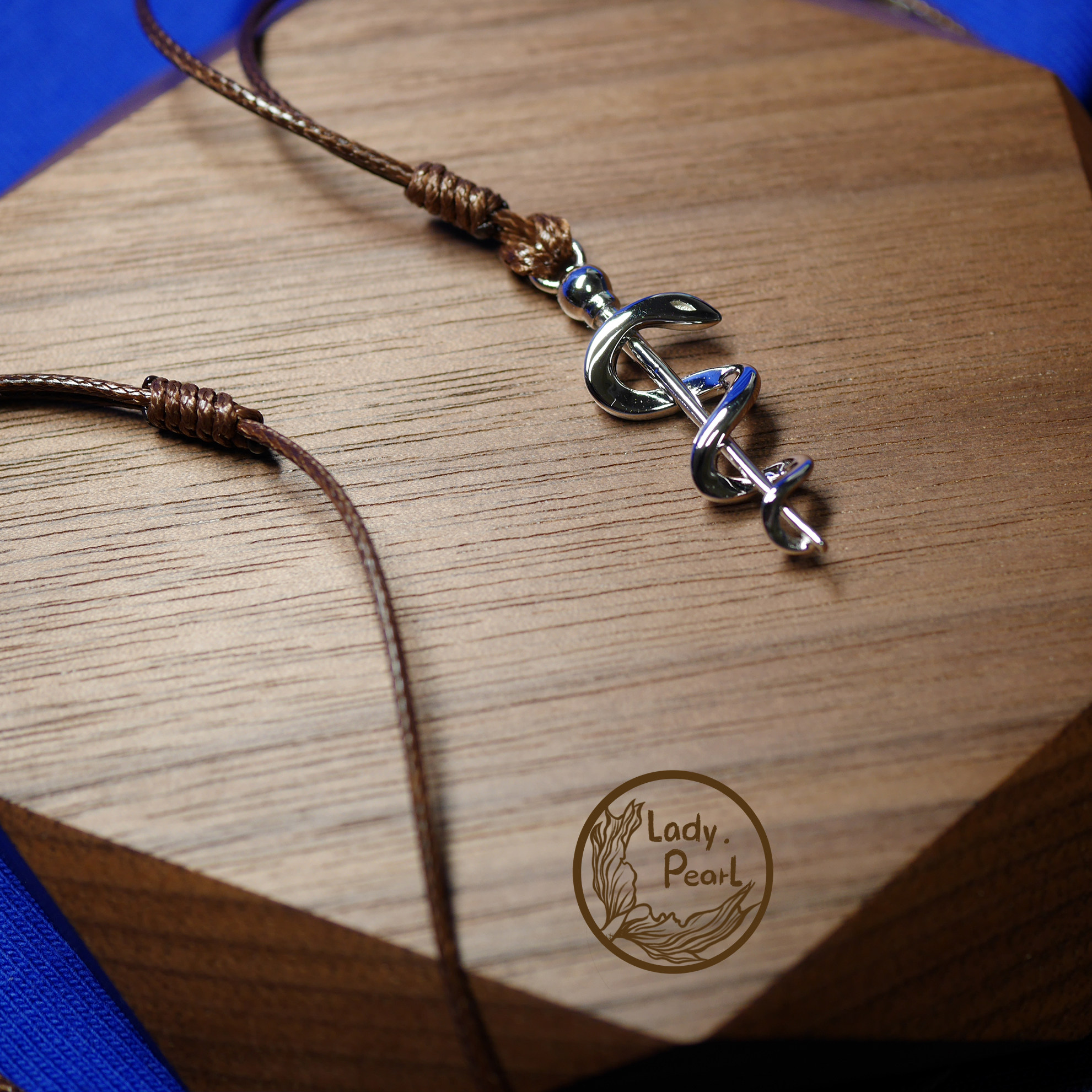 lady pearl 蛇杖 单蛇缠杖 阿斯克勒皮俄斯之杖医学生的项链