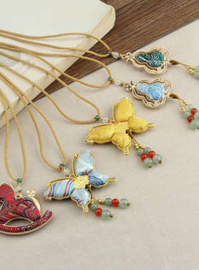 非遗仿宋锦双面葫芦吊坠毛衣链女