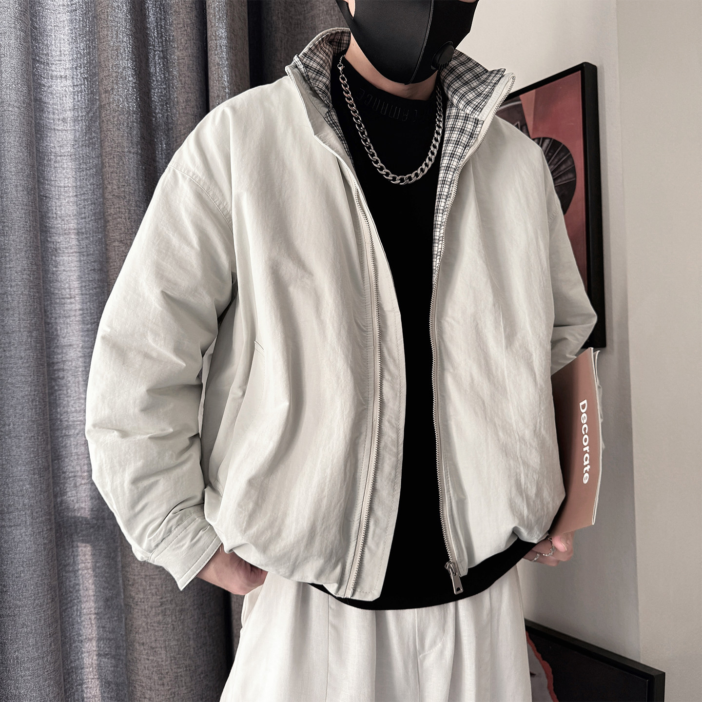 Y119-P218-控298M-3XL-80%棉20%聚酯纤维50绒衬格贴面内里羽绒服,男装羽绒服,电商A216
