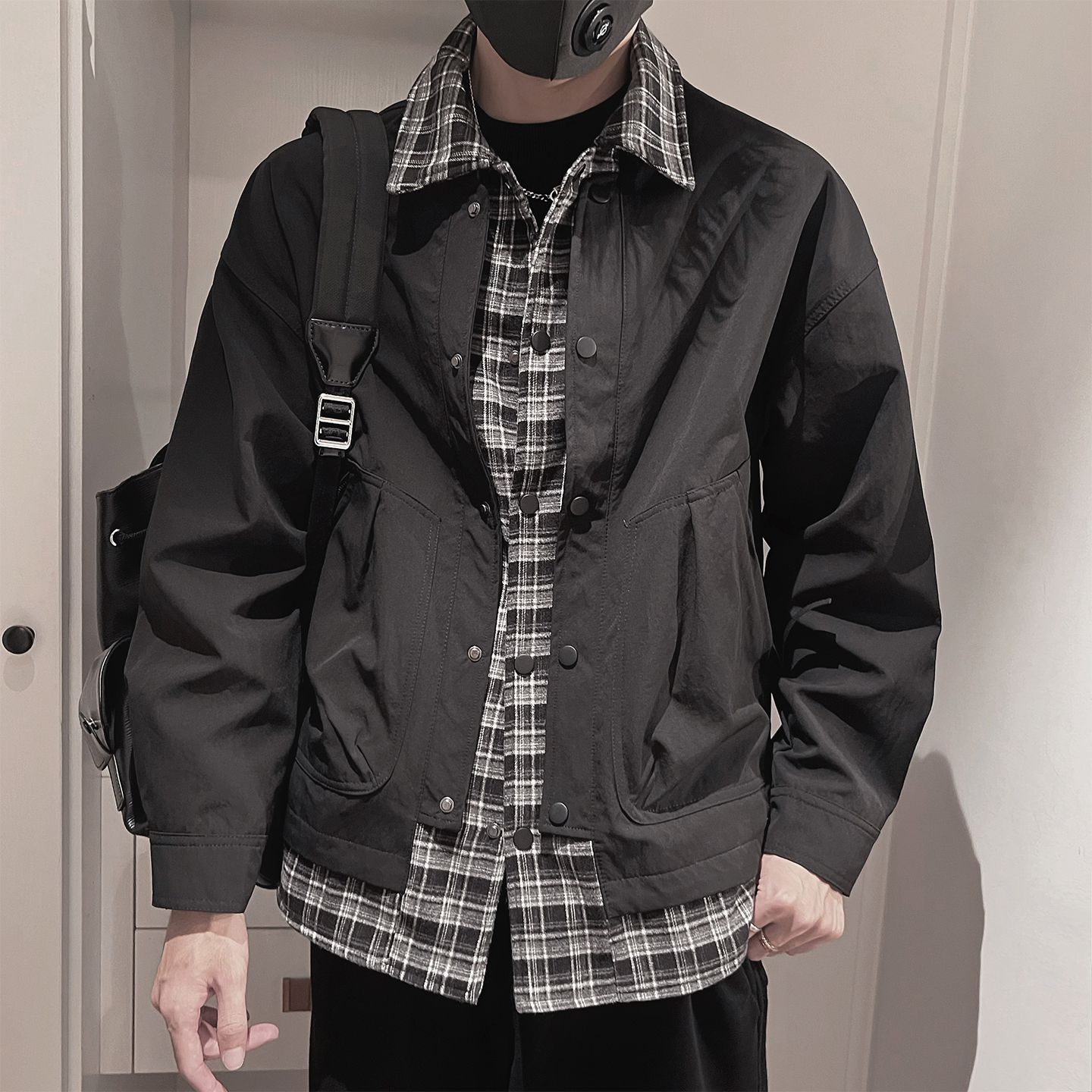 WT86-P98-控138-M-3XL-聚酯纤维假两件夹克，男装夹克，电商A216