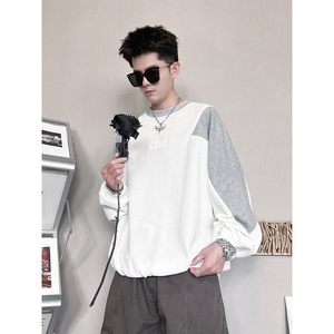 WY279-M-3XL P58-控88   65%棉，35%涤纶 牛角插肩拼接卫衣图片