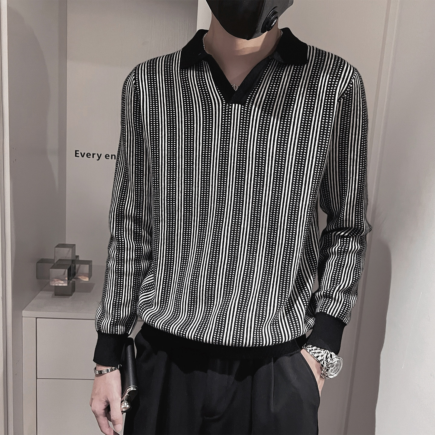 MX237-P68控98-M-3XL50%腈纶28%聚酯纤维22%锦纶老钱风格纹针织衫,男装针织衫/毛衣,电商A216