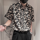 S29-P55控78夏季男士宽松印花社会小伙花色衬衣男外套衬衫男，男装衬衫，电商A216