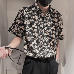S29-P55 控78 夏季男士宽松印花社会小伙花色衬衣男外套衬衫男图片