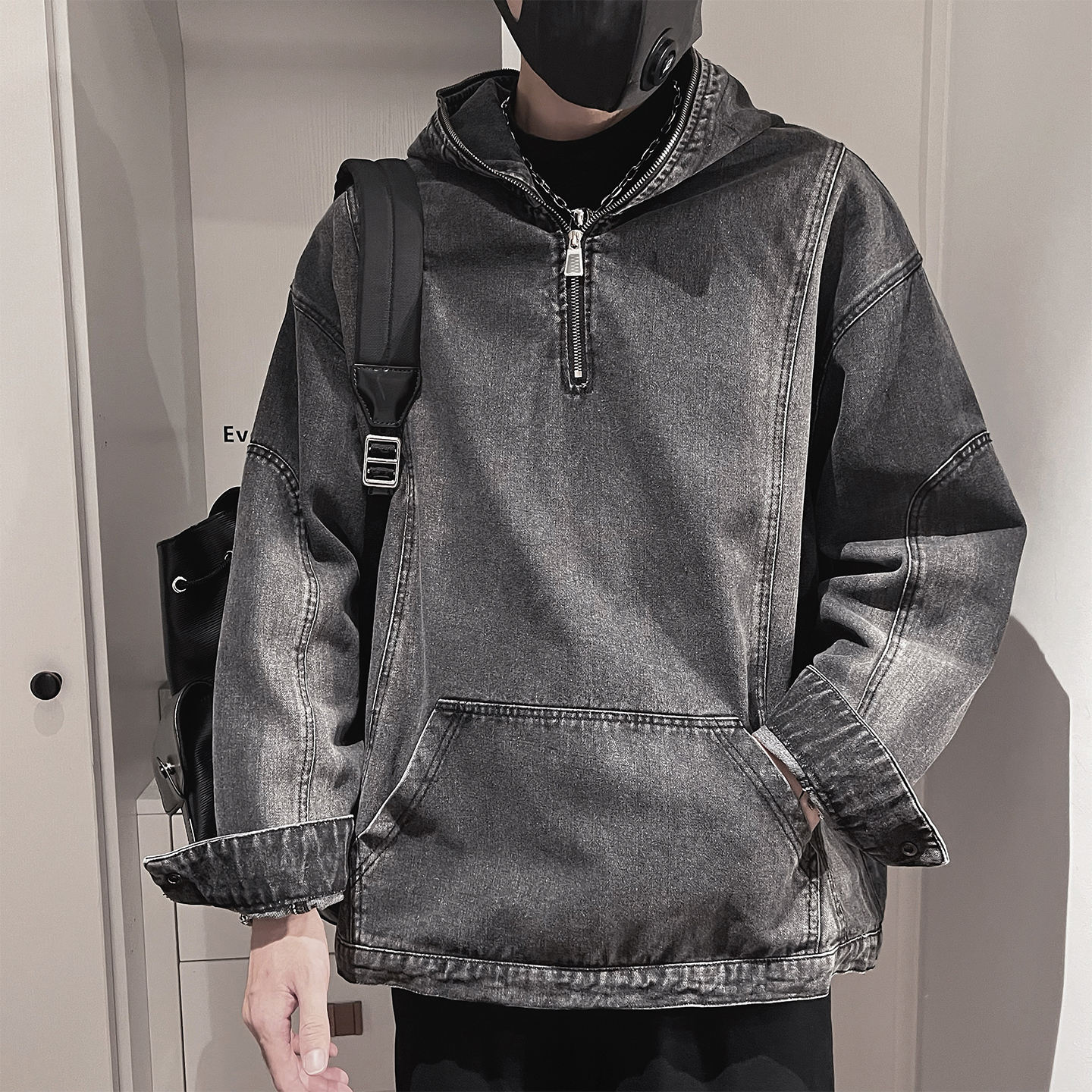 WT87-P118-控158-M-3XL-65%棉35%聚酯纤维牛仔套头外套，女装短外套，电商A216