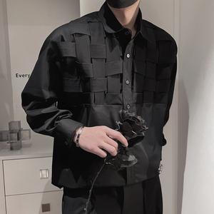 CS19-P68-控98 聚酯纤维春季潮牌ins设计感衬衣男痞帅男装上图片