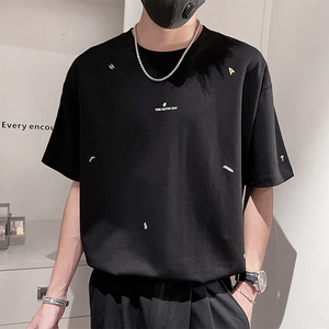 D157-特P48-控78  66%棉24%锦纶10%氨纶密针刺绣全身小标 短袖图片
