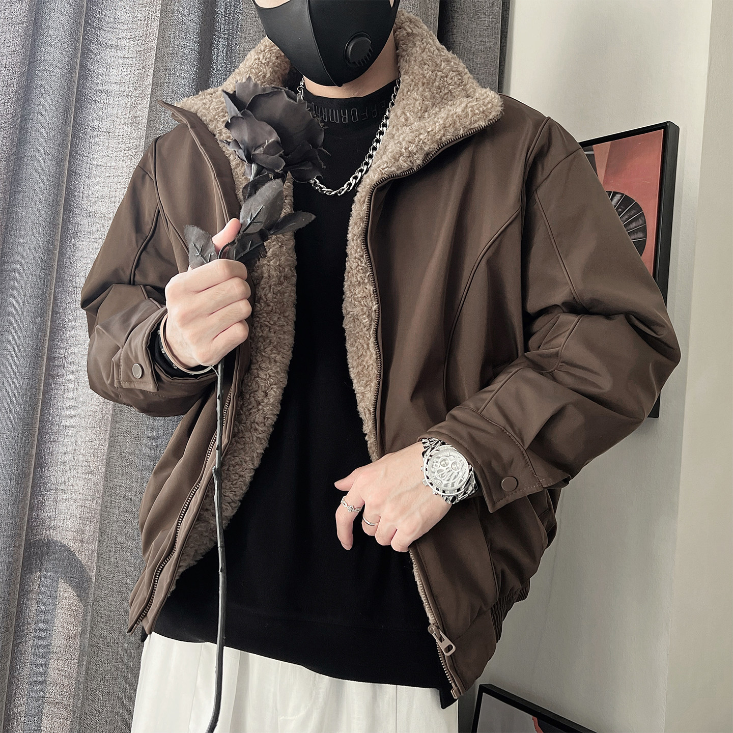 Y117-P138-控178-M-3XL-聚酯纤维座山雕棉衣,男装棉衣,电商A216