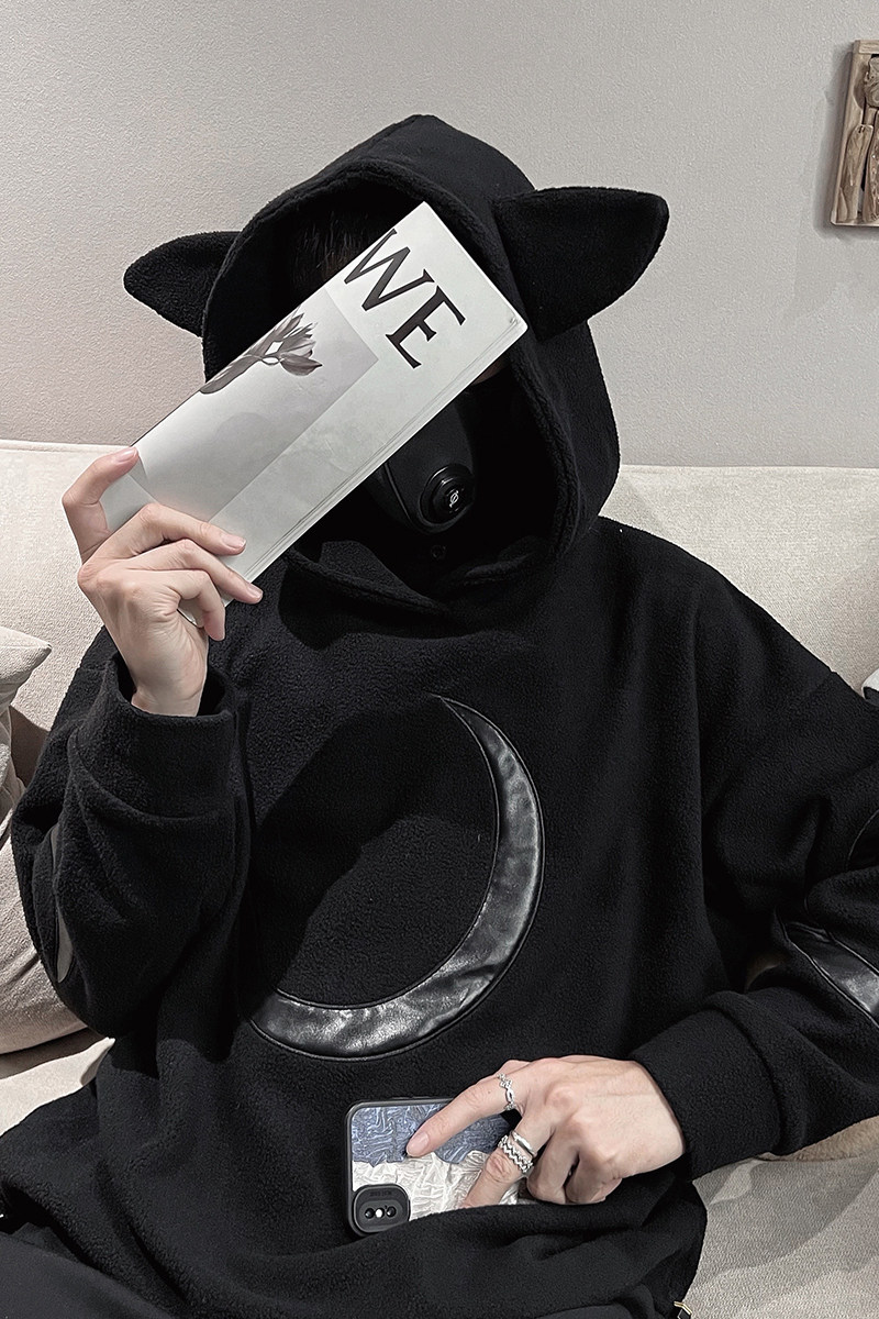 WY130-特P68控98秋季新款连帽套头颗粒绒春秋款社会小伙卫衣,男装卫衣,电商A216
